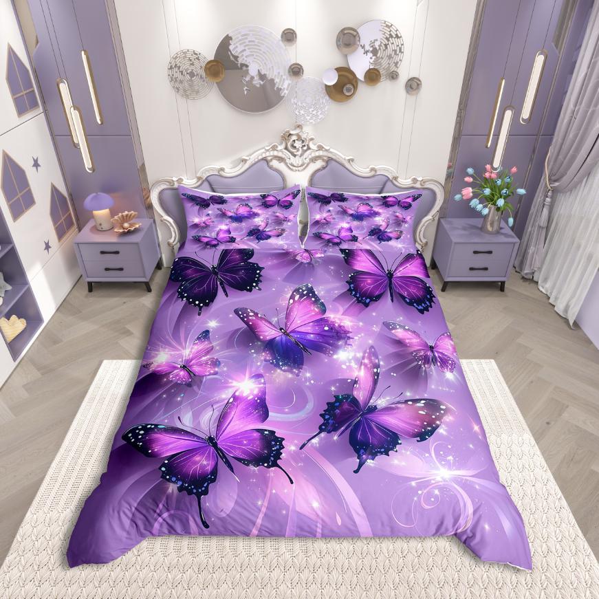Comforter Homewish Chic Butterflies Cartoon Butterflirs Bedding Setpink Black Bed Set For Kidsluxury Bedroom Decor
