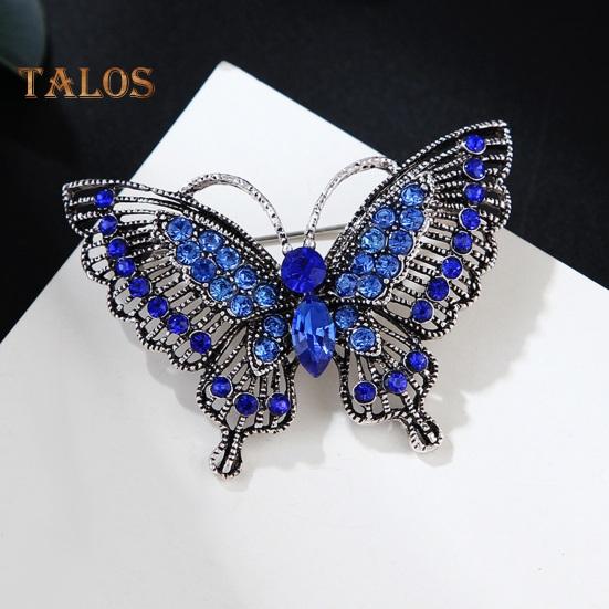 Women Brooch Retro Hollow Butterfly Shape Rhinestone Decor Anti-slip Wear-resistant Suit Coat Collar Hat Scarf Decoration Clothes Pin Prom Party