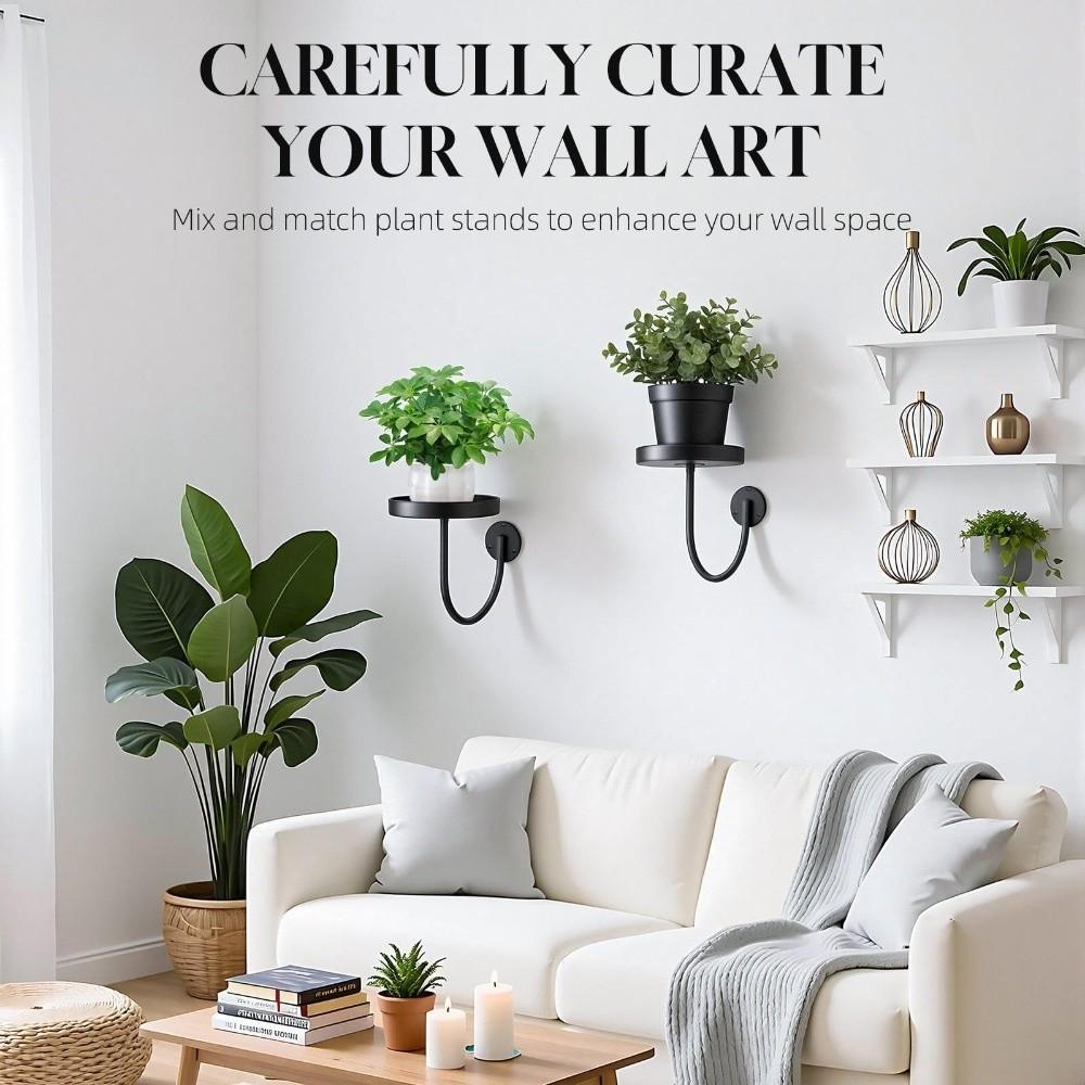 Sturdy Iron Wall Mounted Plant Holder Space Saving Planter Rack Storage Shelf  Office Decor