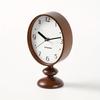 Classic Round Dial Wall Clock with Wooden Base Silent, Accurate Timekeeping, Perfect for Living Room Coffee Table or Bedroom Nightstand,