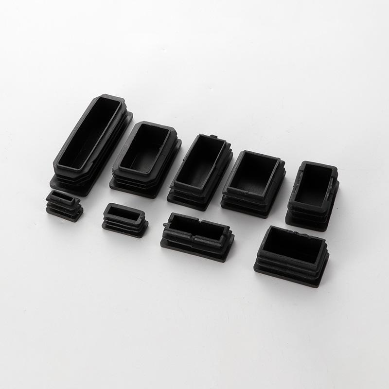 Rechthoekige Buis Dop Inzetstukken Zwart Plastic Afsluitdoppen 10x15mm-60x100mm Meubels Tafels Stoelen Voetdoppen