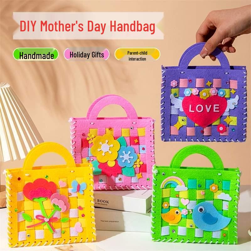 Mother's Day Bouquet Handbag DIY Sewing Kit – Fun Non-woven Fabric Gift for Kids To Make for Mom