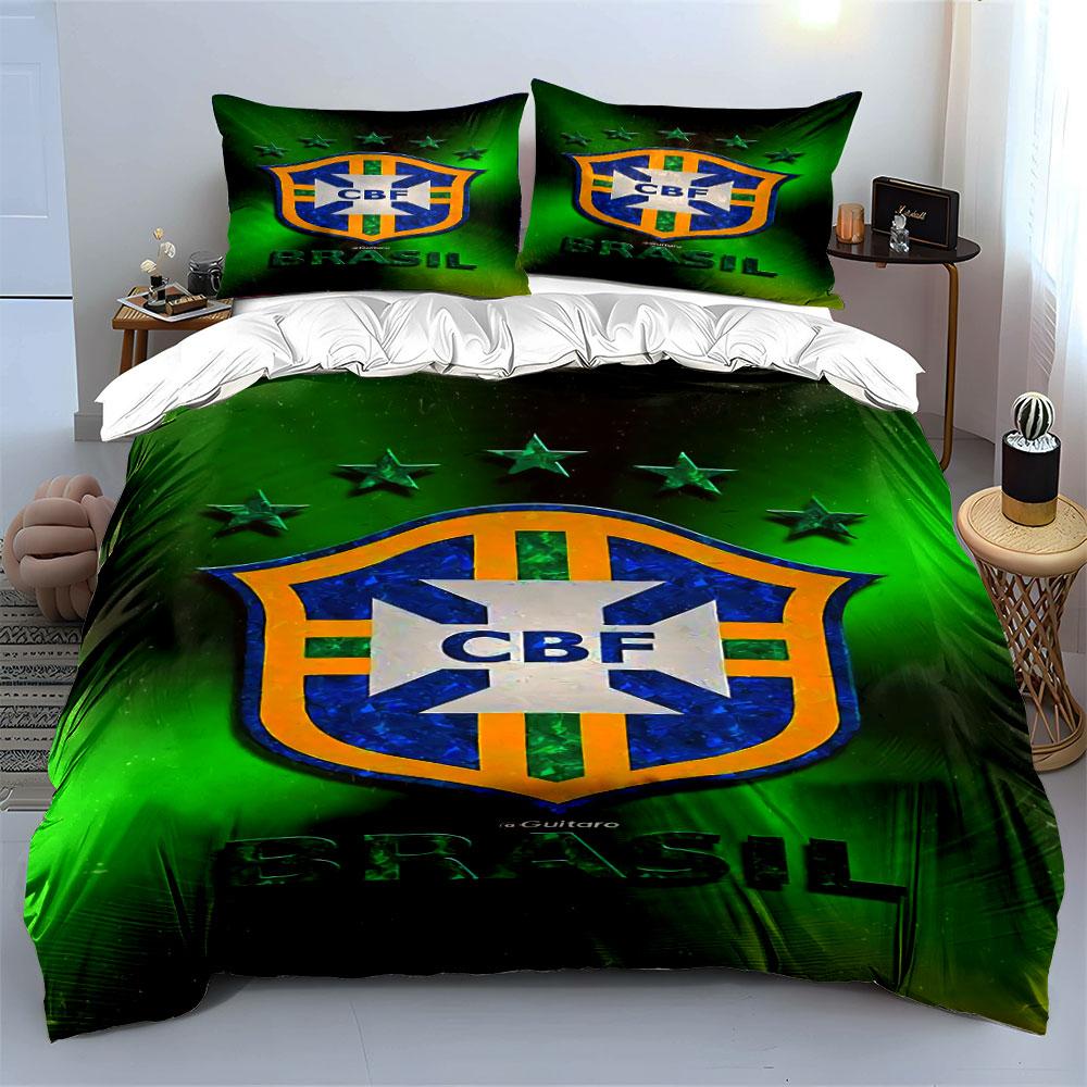 Brazil Football Crest Pattern. Bedding Sets Duvet Cover Sets Duvet Covers Pillowcases(1 * Duvet Cover 2 * Pillowcases, Without Duvet Insert)