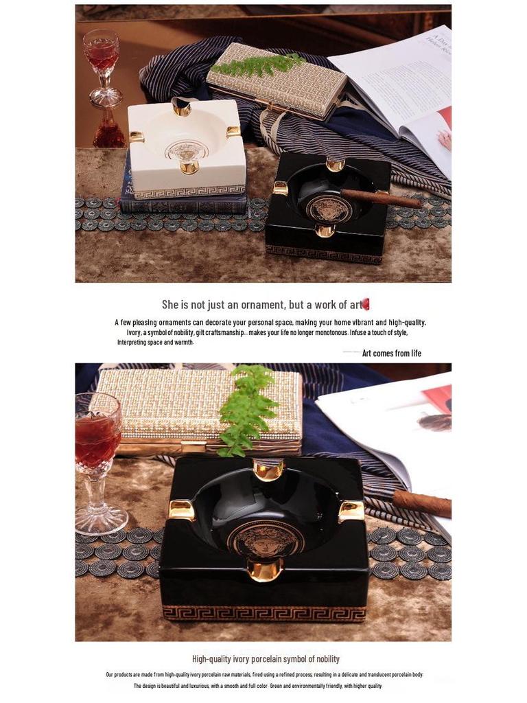 Creative European Ceramic Cigar Ashtray for Home or Office