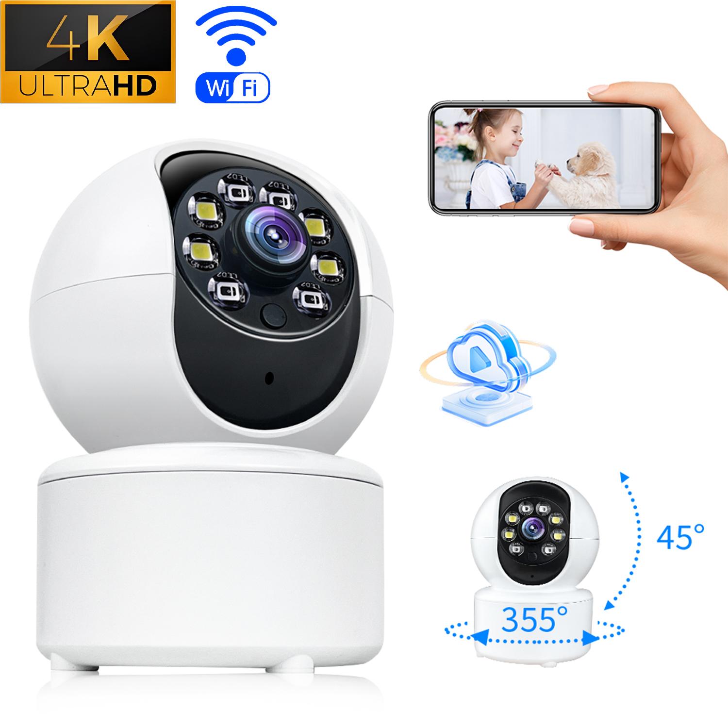 

Whole house movement Dual Lens 360°Rotatable Home Secuiry WiFi Surveillance Auto Tracking Night Vision Monitor Smart Camera NEW White cardless