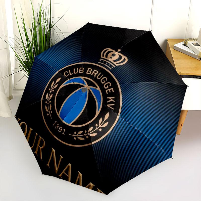 1 PC Automatic Folding Umbrella - Club Brugge KV Custom Name Pattern, Portable & Foldable Design with 8 Ribs, Christmas Birthday Gifts