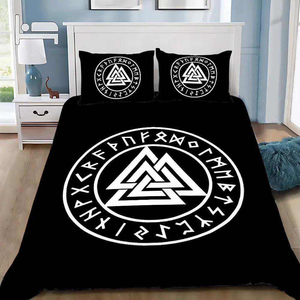 Viking Nordic Viking Mystical Symbol Duvet Cover Pillowcase Bedding Set Adult Boy Girl Bedroom Decoration Children Single Double
