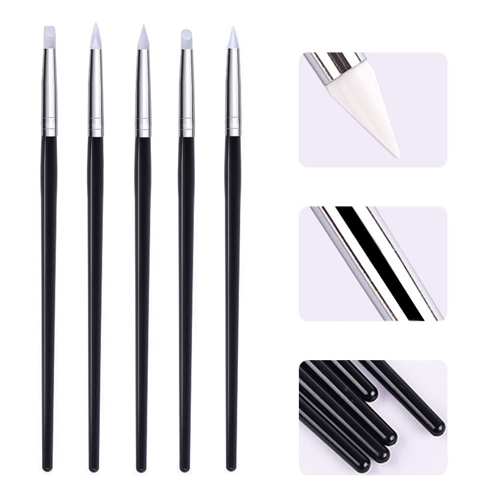 5pcs Nail Art Nail Brush Silicone Manicure Tools Professional Dotting Tool Nail Salon