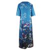 Ladies Casual Printed Long Dress V Neck Mid Waist Pullover Oversized Dress