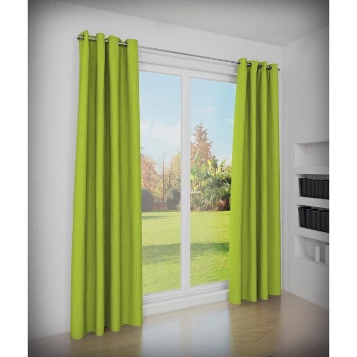 Rideau occultant - Lot de 2 - Vert - 140x260cm - 100% polyester - Œillets métalliques