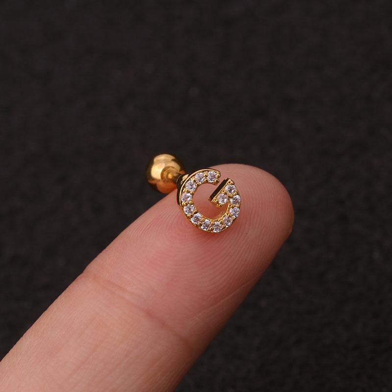 Trendy 26 Letters Tragus Cartilage Earring Women Exquisite Tiny Initial Alphabet Name Helix Earring Piercing Jewelry Gift