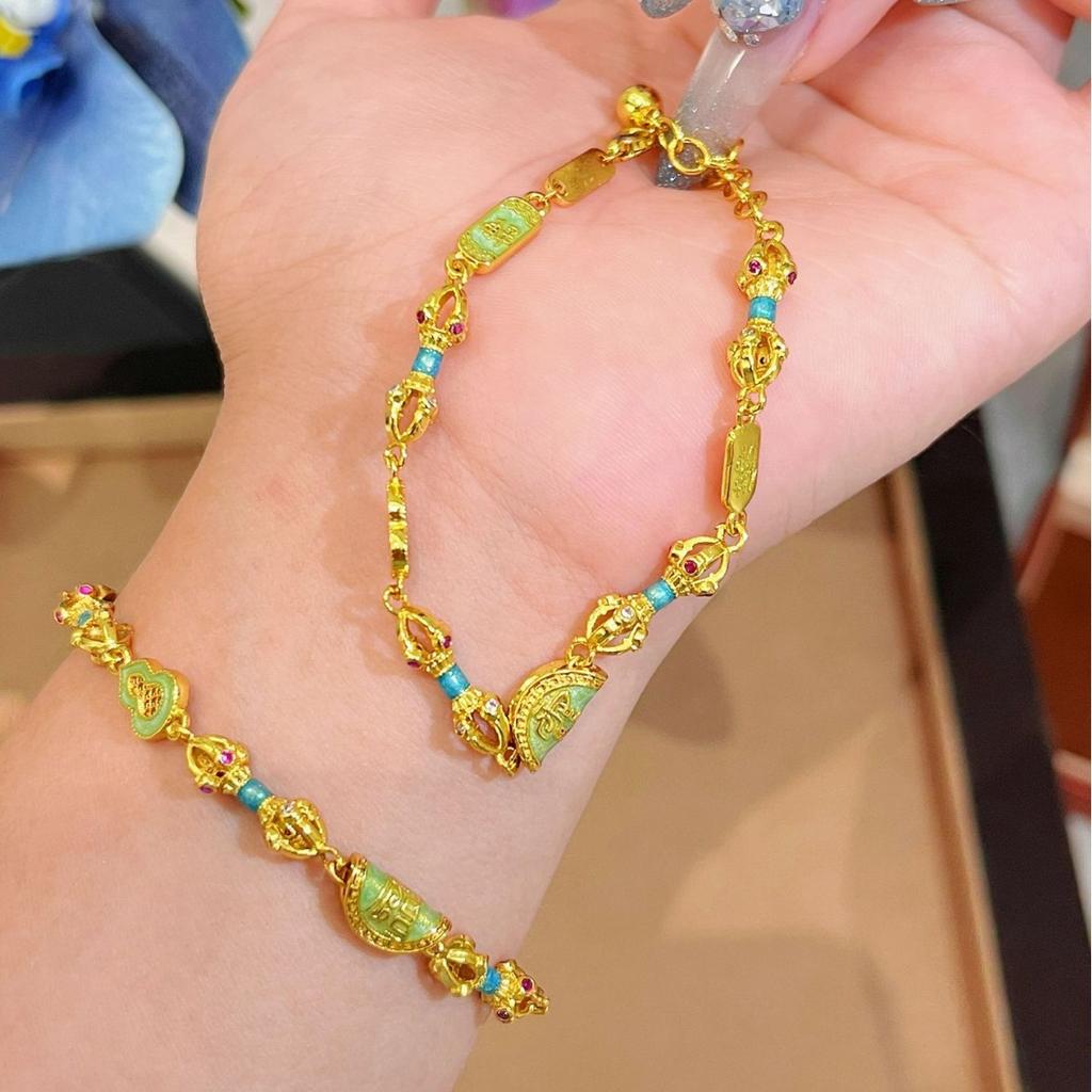 Buddha Treasure Diamond Pestle Gourd Enamel Bracelet Diversified National Style High-End Jewelry
