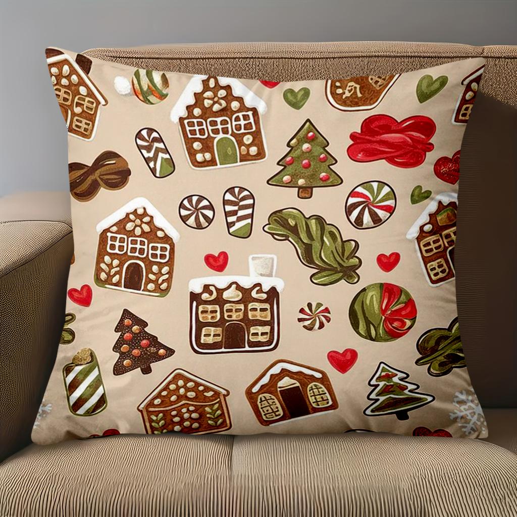 1 Pieces Christmas Gingerbread Pillow With Candy Patterns Polyester pillowcase, sofa decorative cushion cov Headboard Pillow