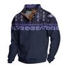 Men's Print Western Button Front Pullover Hoodie, Long Sleeve Sweatshirt