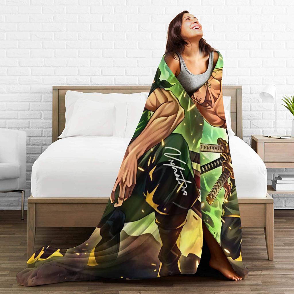Zoros Forest Fire Anime Art Blanket Warm Soft Pattern Plush Throw Blanket For Students Living Room Flannel Bedspread Bed Cover