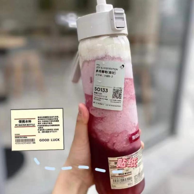 Portable Transparent Kawaii Water Bottle Sports Water Cup Plastic Handy Cup Outdoor Travel Office Essential Water Bottle ]Cup