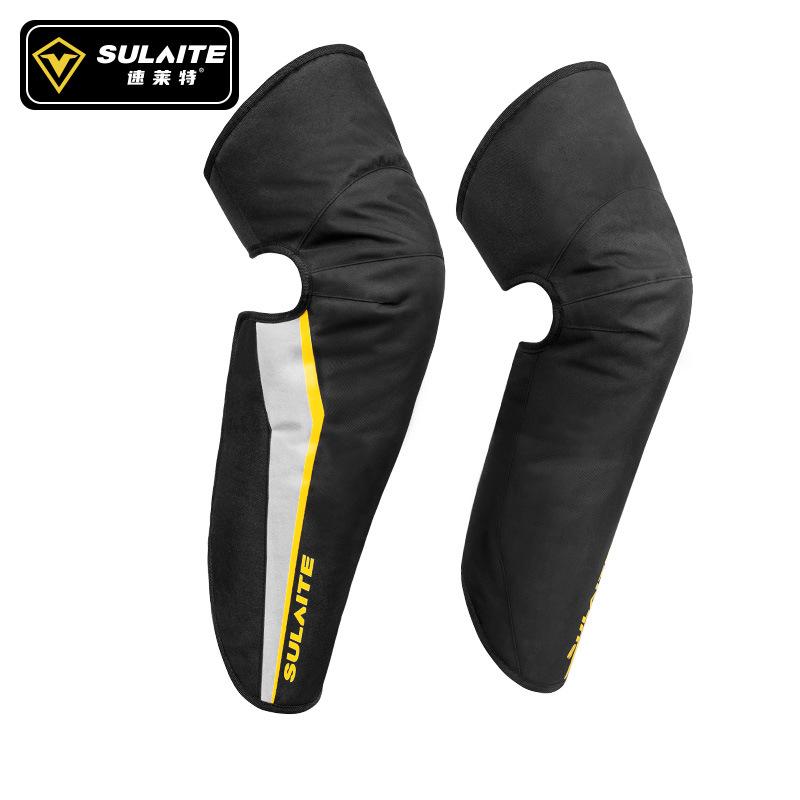 Sulaite Winter Motorcycle Knee Pads CE Approval Waterproof Motocross Knee Protector Warm Mtb Cycling Knee Pads Reflective Winter Long чёрный