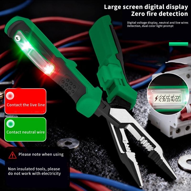 5 IN 1 Stripping Pliers with Electricity Tester Multifunctional Wire Stripping Plier Electrician Crimping Cable Cutting