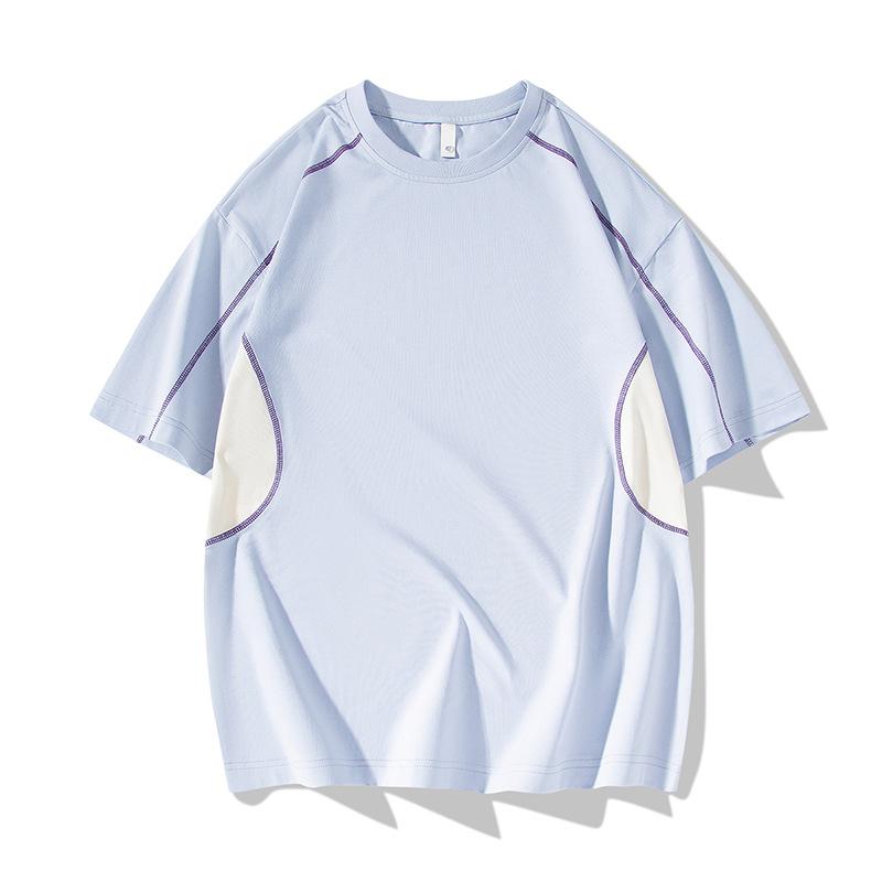 Sommer Minimalistischer Paar-Stil Kurzarm-T-Shirt Einfarbig Vielseitiges Sport-T-Shirt