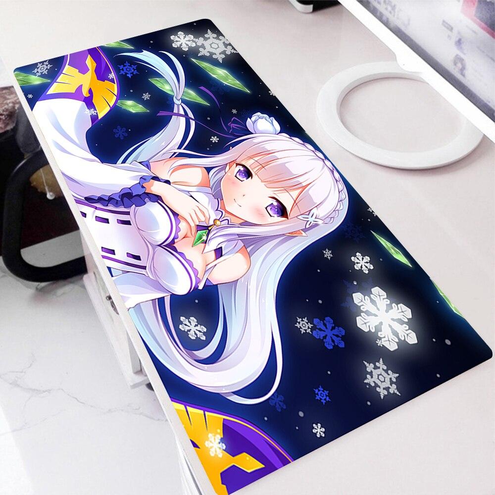 Re Zero Rem Emilia Mousepad Speed Keyboard Gaming Accessories Manga Mouse Pad Gamer Rubber Mat Anime Rug Full Gamer Pc Csgo Mice