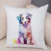 Super Cute Watercolor Dog Throw Pillow Cover With Short Plush Print For Living Room Sofa Decoration Cushion Cover Pillow Covers