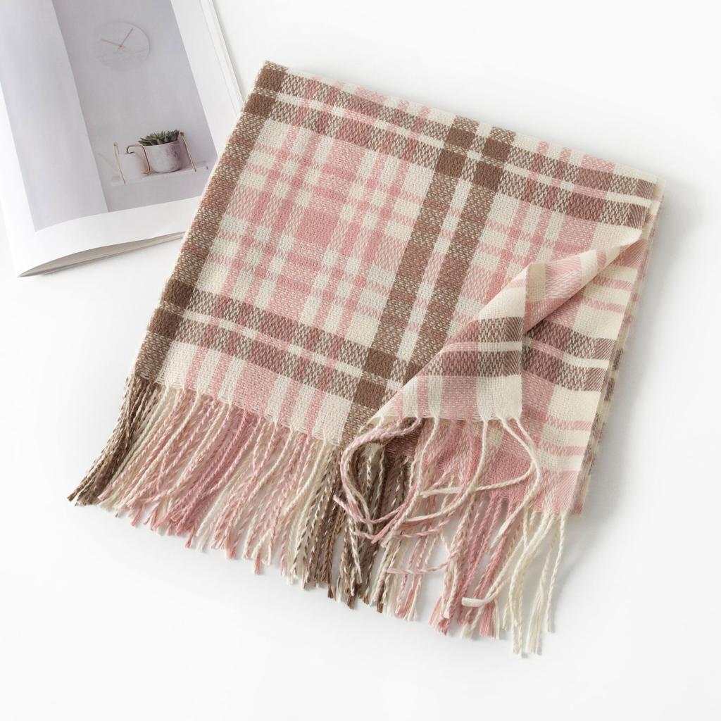 New sweet warm imitation cashmere scarf plaid student couple winter thickened warm scarf