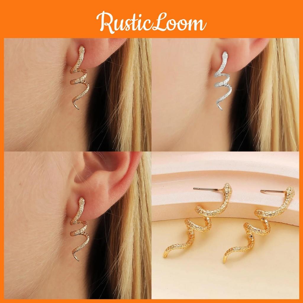 Elegant Gold And Silver Snake Design Alloy Stud Earrings For Women Fashion Accessory