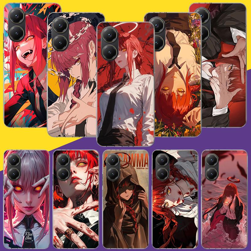 C-Chainsaw Mans Makima Phone Case For Xiaomi Poco X7 X6 X5 Pro F7 Ultra Redmi 15C 15 13 13C 12 12C 10 10A 10C 9 9A 9C 9T Cover P