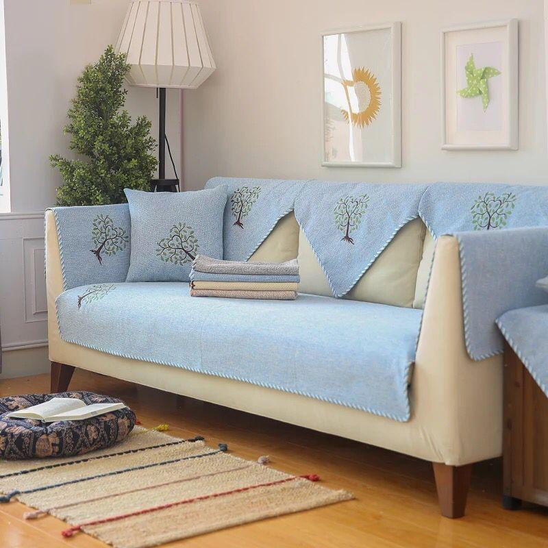 Cotton and linen fabric sofa cushions, non-slip cushions, all-season universal, simple, modern cotton and linen woven cushions