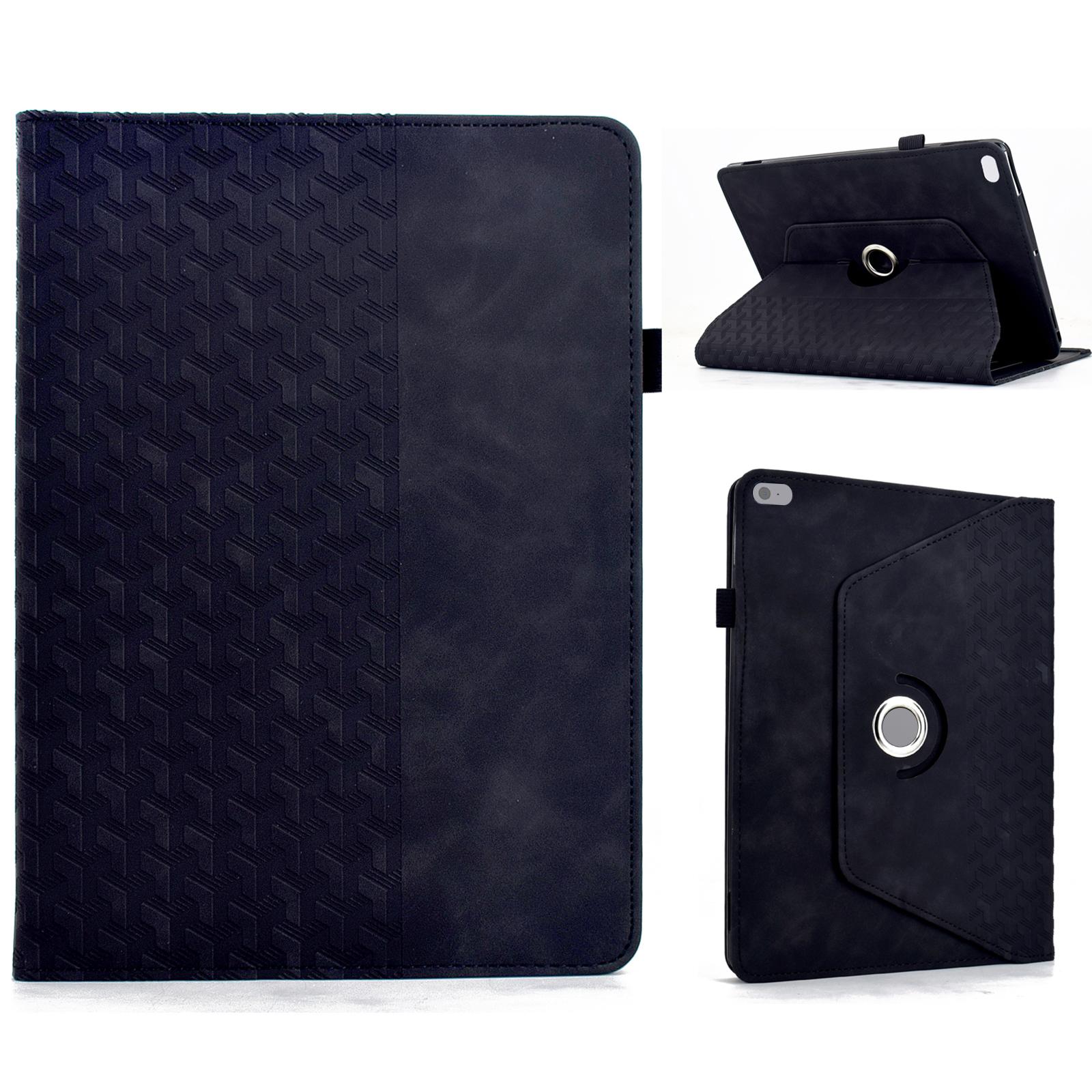 

Tablet Case For iPad 9.7-inch (2018)/(2017)/Air 2/Air (2013) Rotating Stand Building Block Imprinted Leather Cover Black