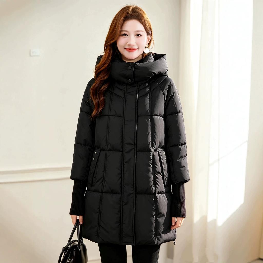 Winter down cotton-padded clothes for medium and long cotton-padded clothes, fat and fat, plus size clothes, thickened cotton-padded