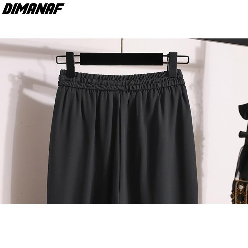 DIMANAF 2025 Übergröße Sommer Lange Hosen Damen Elastischer Bund Locker Lässig Uni Weitbein Hosen Schwarz Grau