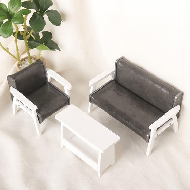 Multipurpose Miniature Sturdy Leather Sofa for Dollhouses 1 12 Scale Toy Set Living Room Furniture Toy Accessory