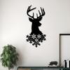 Deer Head Snowflakes Metal Wall Art Wildlife Winter Decor Rust Resistant Sculpture Christmas New Year Gift Home
