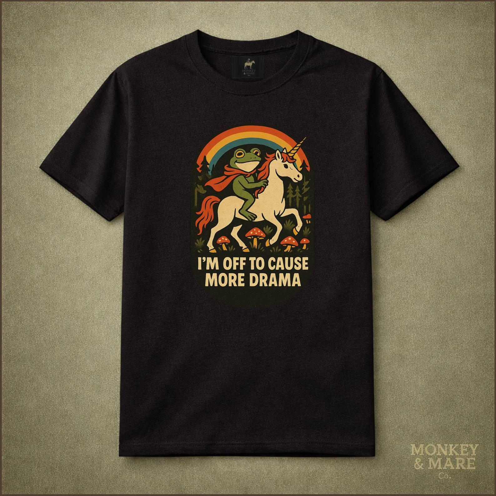 Frog Unicorn Graphic Tee, Chaotic Fantasy Animal Shirt M