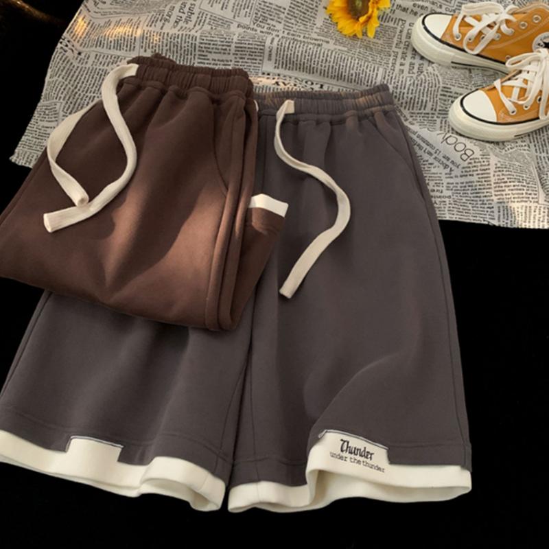 Büyük Beden Sahte İki Parça Spor Şort Bol Zayıflatıcı Düz Geniş Paça Çok Yönlü Günlük Beş Noktalı Pantolon