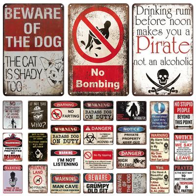 Warning No Farting Slogan Vintage Metal Tin Signs Home Bar Pub Decorative Plates Danger Retro Sign Wall Stickers Art Poster