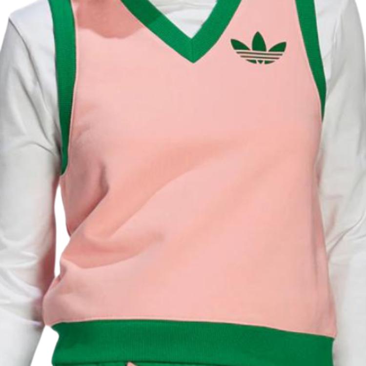 Adidas Originální Dámské sportovní tílko bez rukávů s výstřihem do V a vyšívaným logem trojlístku Růžové IB2058