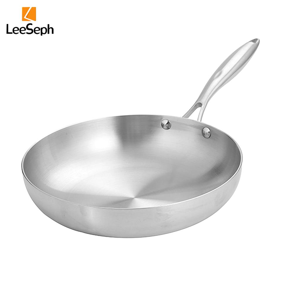 Leeseph Tri-ply Stainless Steel Frying Pan, Multipurpose Fry Pan, Cooking Skillet with Stainless Steel Handles, Kitchen Cookware