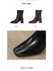 BEIJIANI 5598-6 Women's Retro Pleated Square Toe Chunky Heel Ankle Boots - Autumn/Winter Style