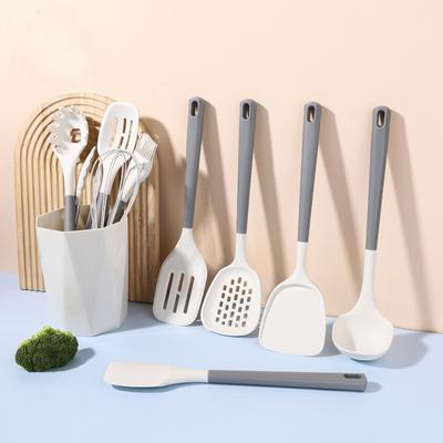 11 PCS Silicone Cooking Kitchen Utensil Set PP Handle Kitchen Baking Tools Kitchenware Accessories Storage Bucket