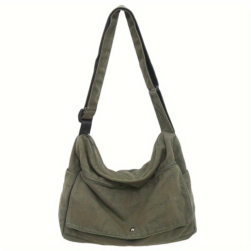 4-Color Large Capacity Canvas Crossbody Hobo Bag - Durable, Adjustable, Trendy Sling