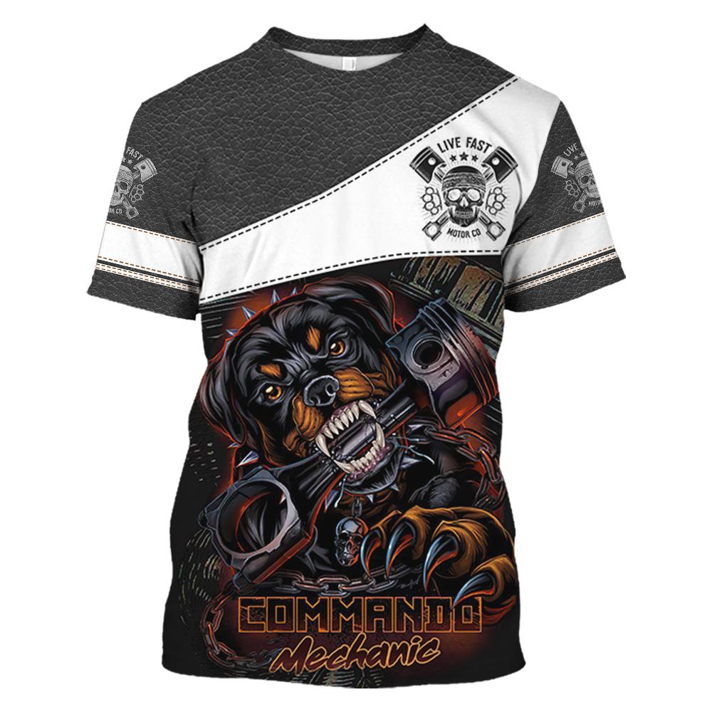Vintage T-Shirt Mechanic 3D Print Tops 5xl Men T Shirt Summer Clothing Personalized Name Street Casual Sports Oversized Pullover