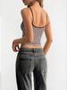 Retro Striped Low-Cut High-Waist Slim-Fit Women's Crop Vest - 2026 Spring/Summer Collection