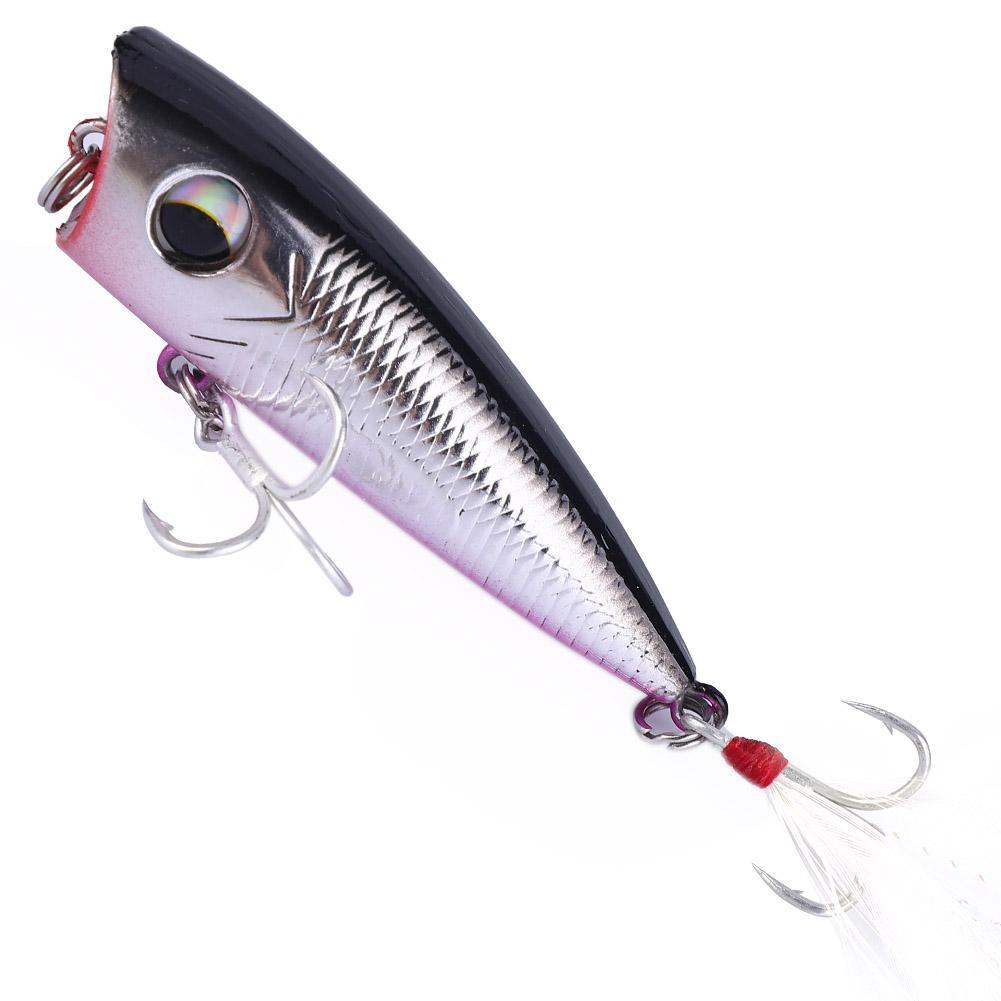 Artificial Fishing Hard Bait Treble Hook Floating Popper Fishing Lures Accessory (Silver+black)