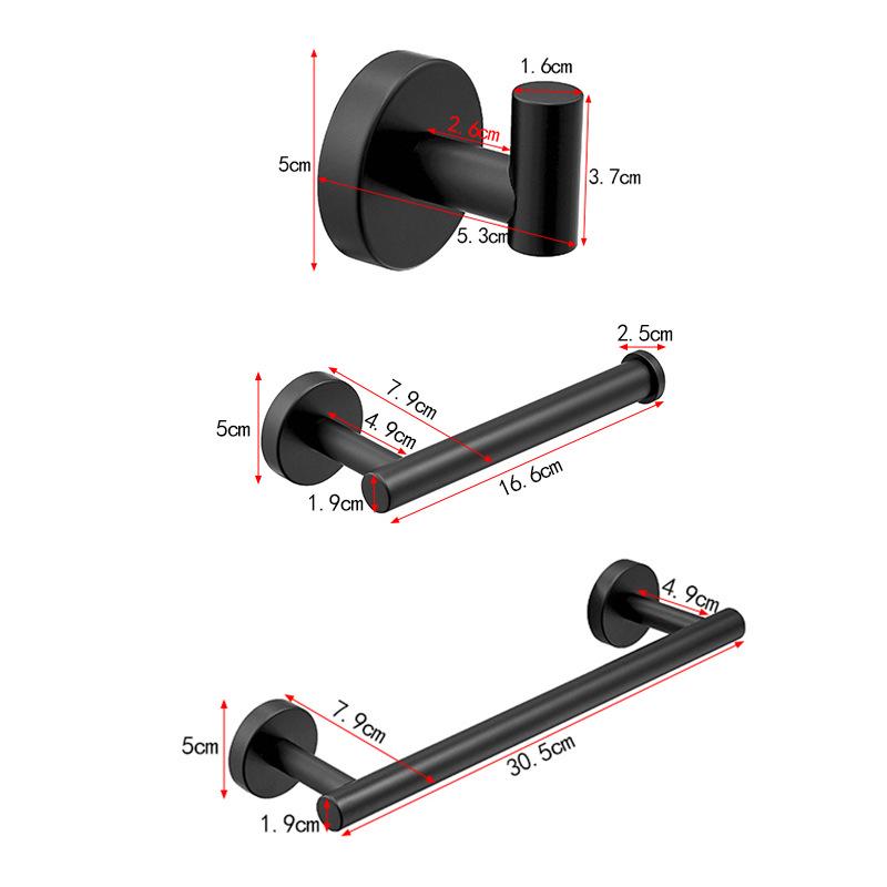 304 Stainless Steel Towel Bar, Paper Holder & Clothes Hook Bathroom Set - 3 Pieces