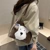 Cute cartoon tote bag women's bag 2025 autumn and winter new fashionable versatile shoulder bag solid color commuter armpit bag