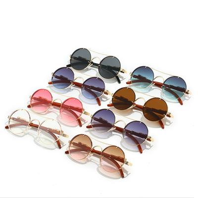 Vintage Round Sunglasses Men Women Retro Double Bridge Multicolor Shades Fashion Trendy Luxury Sun Glasses