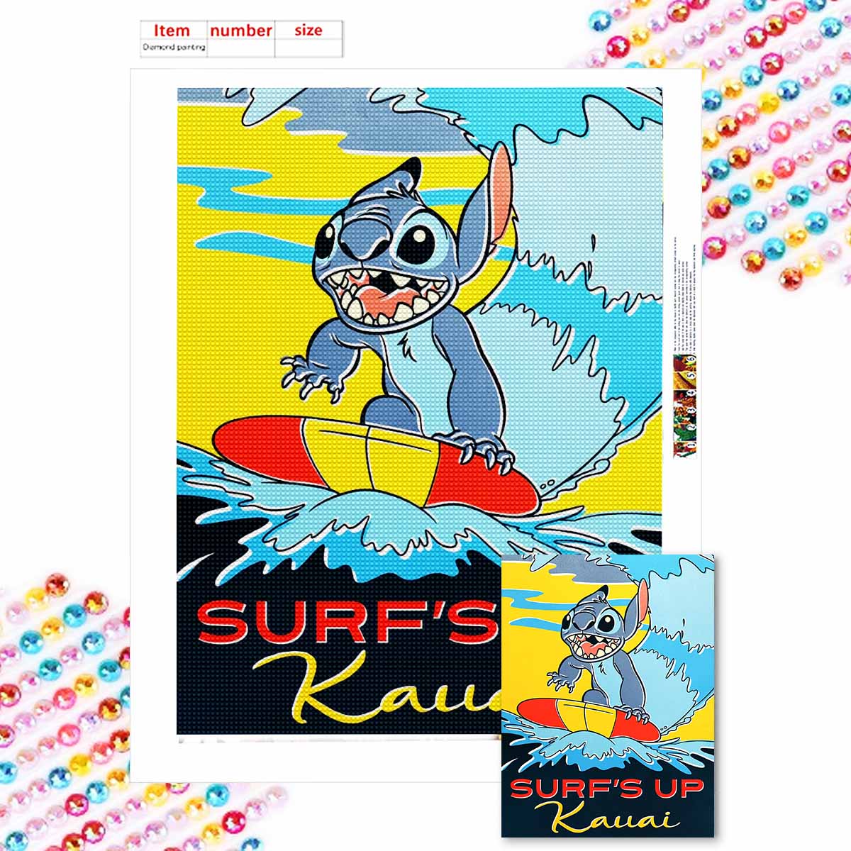 

Full Round Diamond Painting Stitch on The Surf Art Rhinestone Picture Mosaic DIY 5D Cross Stitch Embroidery Home Decoration Round 20x30cm