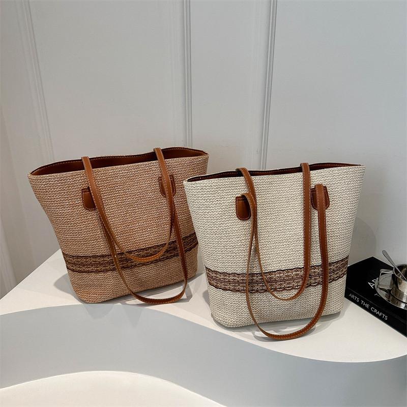 Chic Xl Bucket Style Tote Bag For Spring Summer Fashion Soft Weaved Material Available In Cream